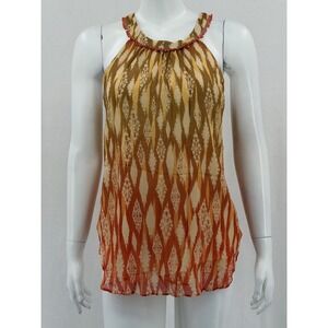 Sundance Top Womens 10 Orange Ombre Ikat Silk Halter Desert in Bloom Boho Summer